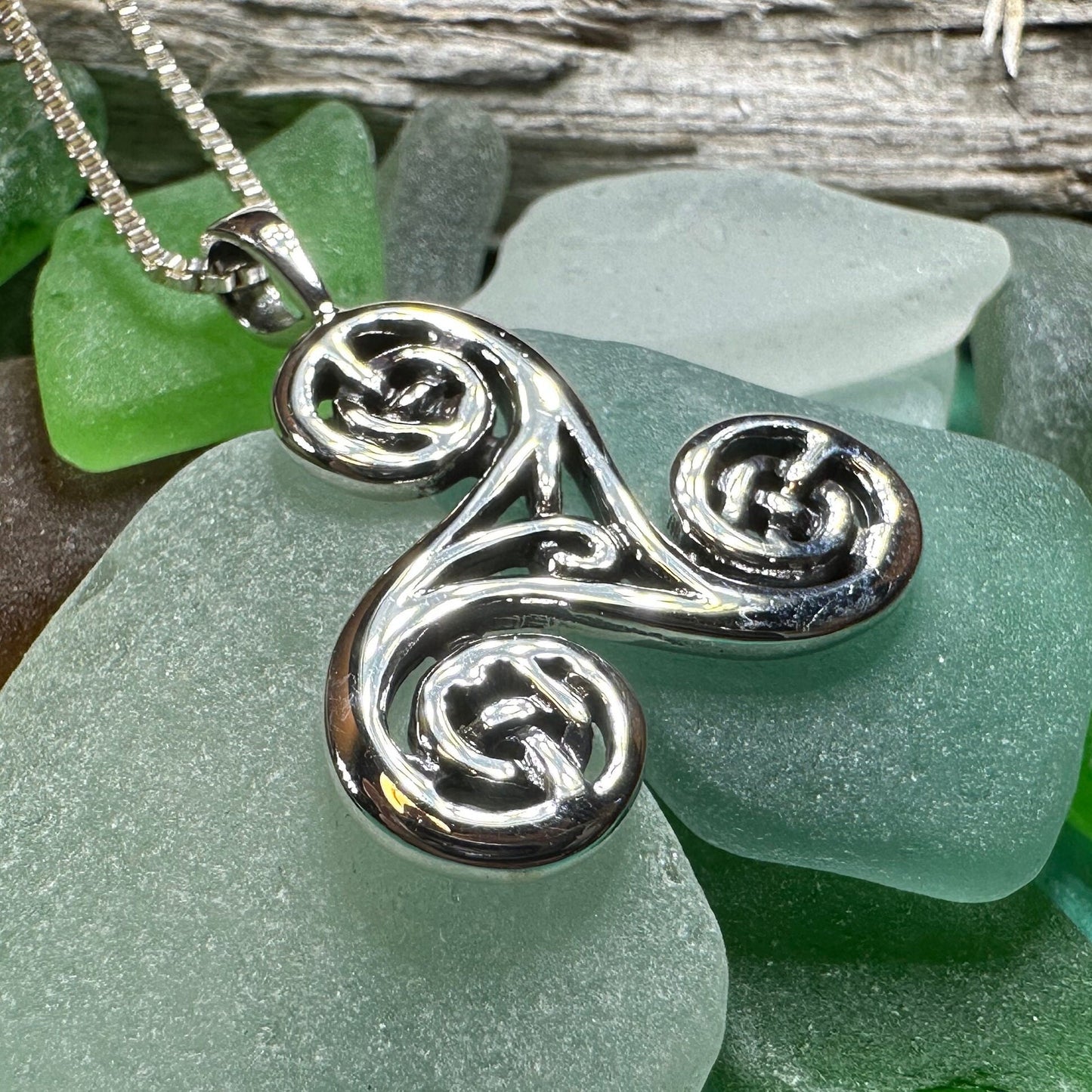 Triple Spiral Necklace, Celtic Jewelry, Irish Pendant, Celtic Spiral Pendant, Norse Jewelry, Sterling Silver, Pagan Jewelry, Scottish Gift