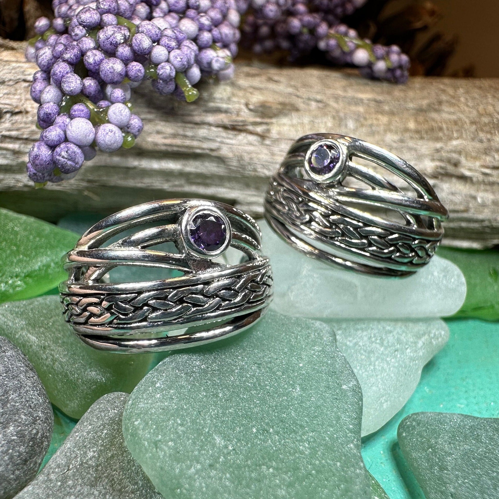 Raela Amethyst Celtic Hoop Earrings — view 4
