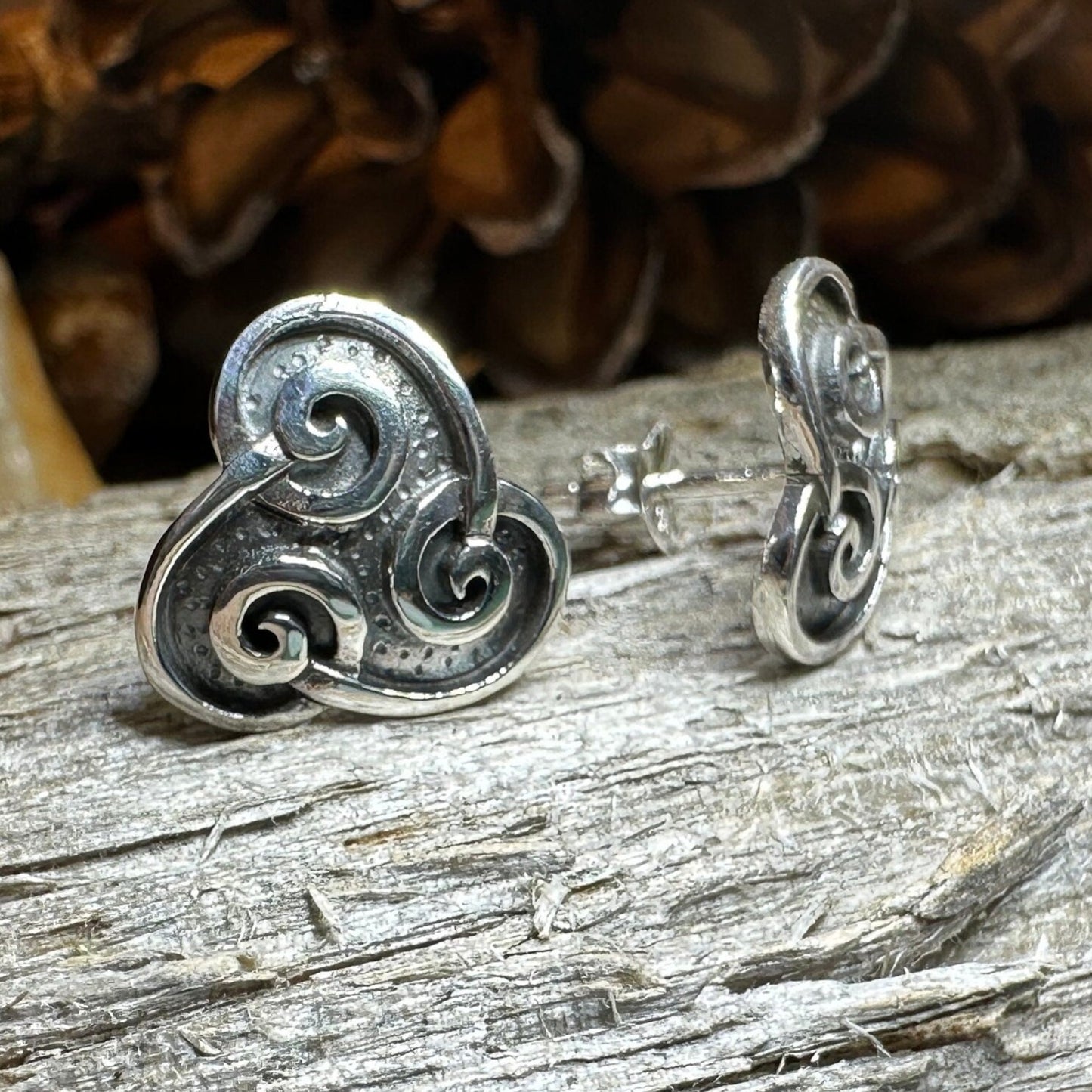 Celtic Spiral Stud Earrings, Irish Jewelry, Celtic Jewelry, Anniversary Gift, Triskele Jewelry, Norse Jewelry, Silver Post Earrings, Ireland