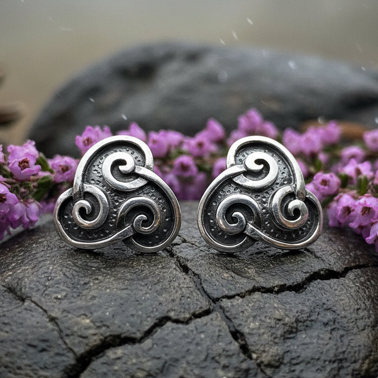Celtic Spiral Stud Earrings, Irish Jewelry, Celtic Jewelry, Anniversary Gift, Triskele Jewelry, Norse Jewelry, Silver Post Earrings, Ireland