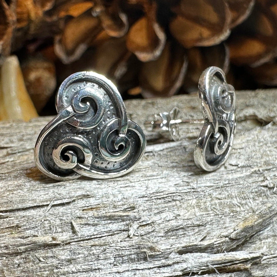 Celtic Spiral Stud Earrings, Irish Jewelry, Celtic Jewelry, Anniversary Gift, Triskele Jewelry, Norse Jewelry, Silver Post Earrings, Ireland