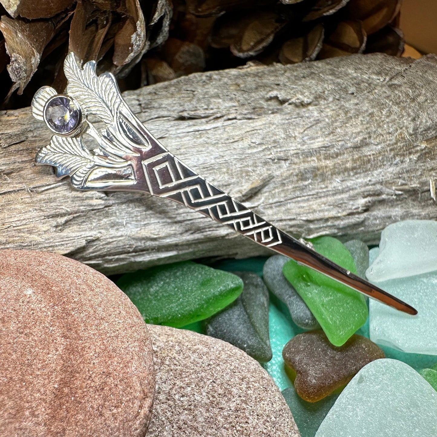Thistle Kilt Pin, Celtic Brooch, Scotland Jewelry, Scottish Gift, Celtic Wedding, Groom Gift, Thistle Jewelry, Scarf Pin, Silver Celtic Pin