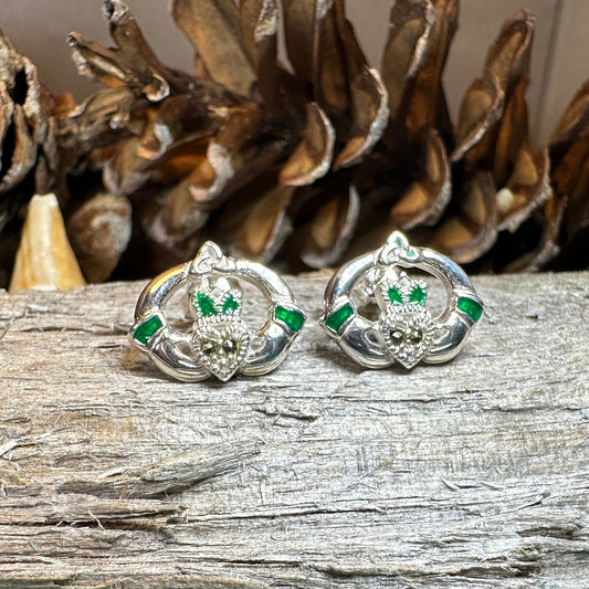 Claddagh Stud Earrings, Celtic Jewelry, Irish Jewelry, Celtic Knot Jewelry, Heart Jewelry, Anniversary Gift, Graduation Gift, Mom Gift