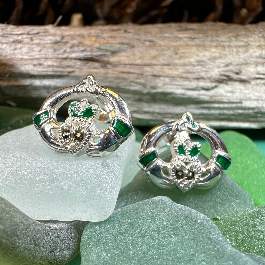 Claddagh Stud Earrings, Celtic Jewelry, Irish Jewelry, Celtic Knot Jewelry, Heart Jewelry, Anniversary Gift, Graduation Gift, Mom Gift