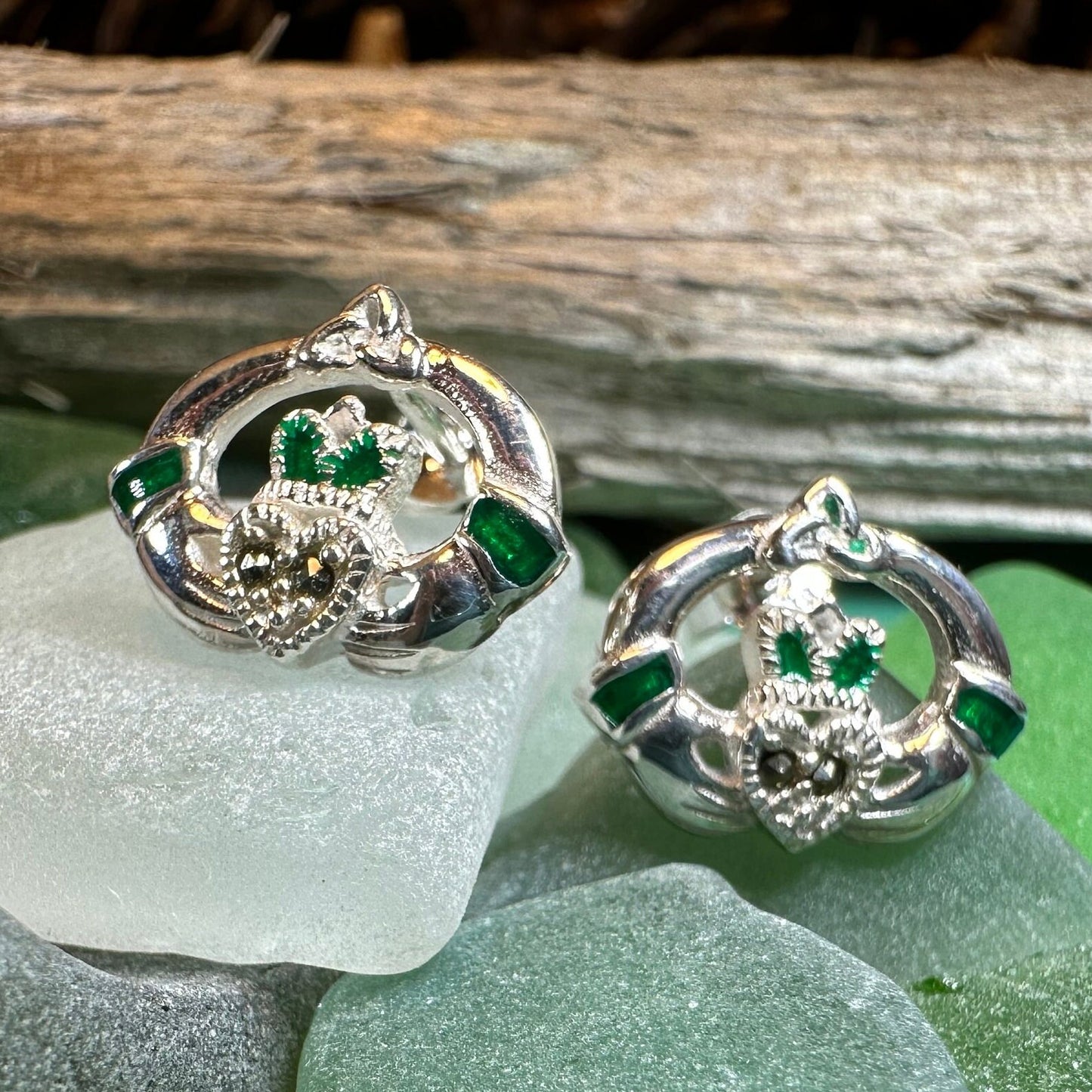 Claddagh Stud Earrings, Celtic Jewelry, Irish Jewelry, Celtic Knot Jewelry, Heart Jewelry, Anniversary Gift, Graduation Gift, Mom Gift