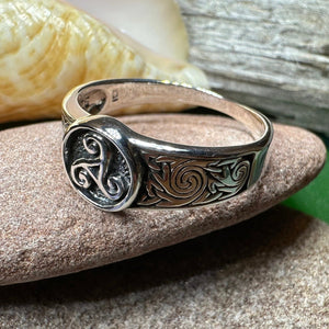 Triple Spiral Ring, Celtic Ring, Irish Jewelry, Celtic Knot Jewelry, Irish Ring, Irish Dance Gift, Celtic Spiral, Pagan Ring, Wiccan Ring