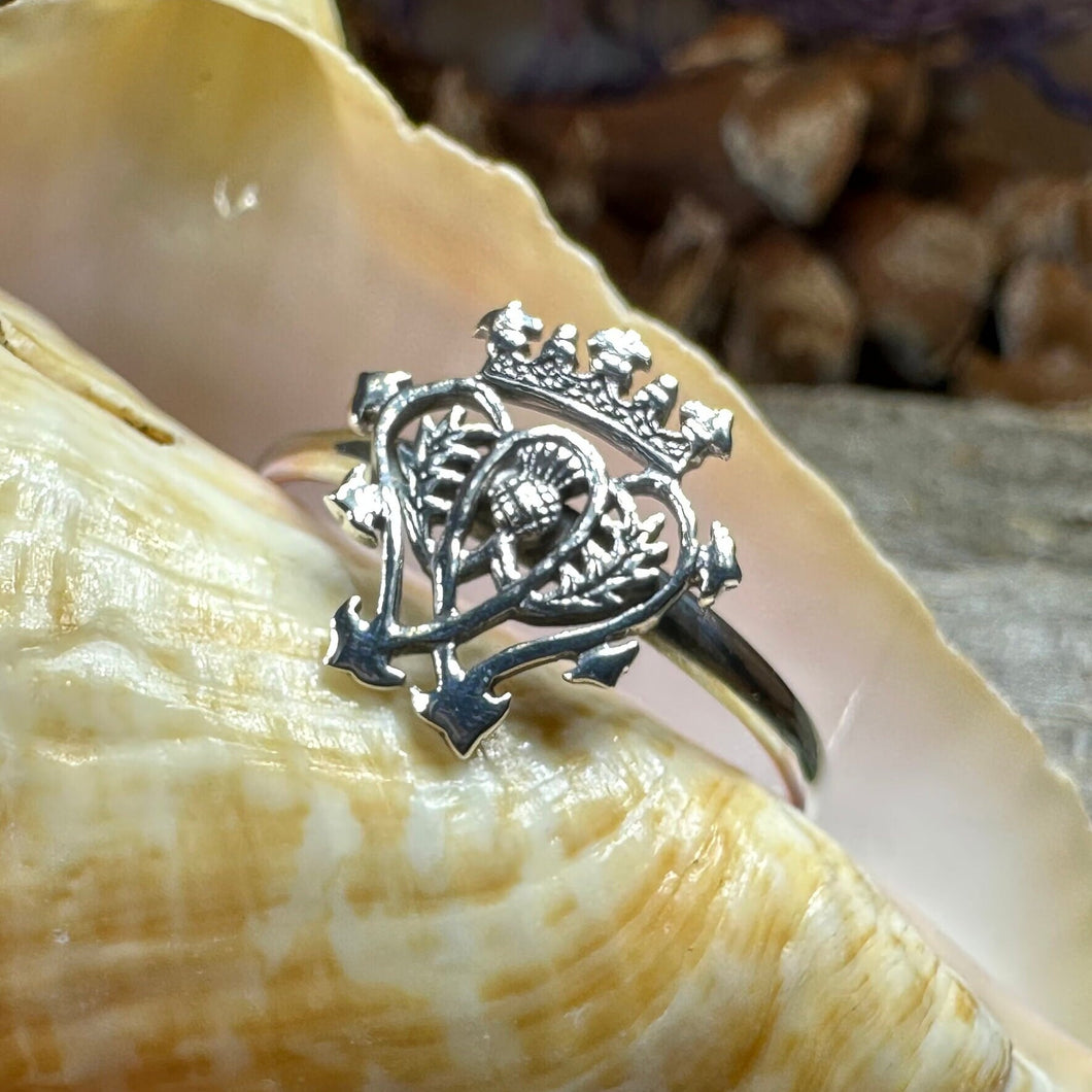Luckenbooth Ring, Outlander Jewelry, Thistle Ring, Scotland Jewelry, Bridal Jewelry, Sterling Silver, Heart Ring, Promise Ring, Wife Gift