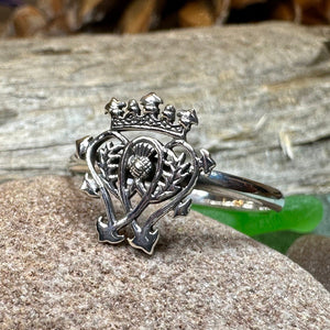 Luckenbooth Ring, Outlander Jewelry, Thistle Ring, Scotland Jewelry, Bridal Jewelry, Sterling Silver, Heart Ring, Promise Ring, Wife Gift