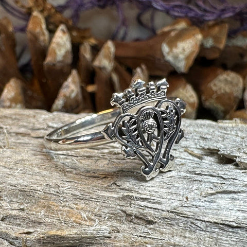 Load image into Gallery viewer, Luckenbooth Ring, Outlander Jewelry, Thistle Ring, Scotland Jewelry, Bridal Jewelry, Sterling Silver, Heart Ring, Promise Ring, Wife Gift
