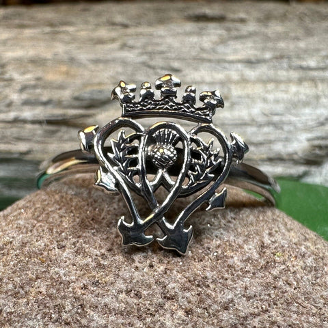 Load image into Gallery viewer, Luckenbooth Ring, Outlander Jewelry, Thistle Ring, Scotland Jewelry, Bridal Jewelry, Sterling Silver, Heart Ring, Promise Ring, Wife Gift
