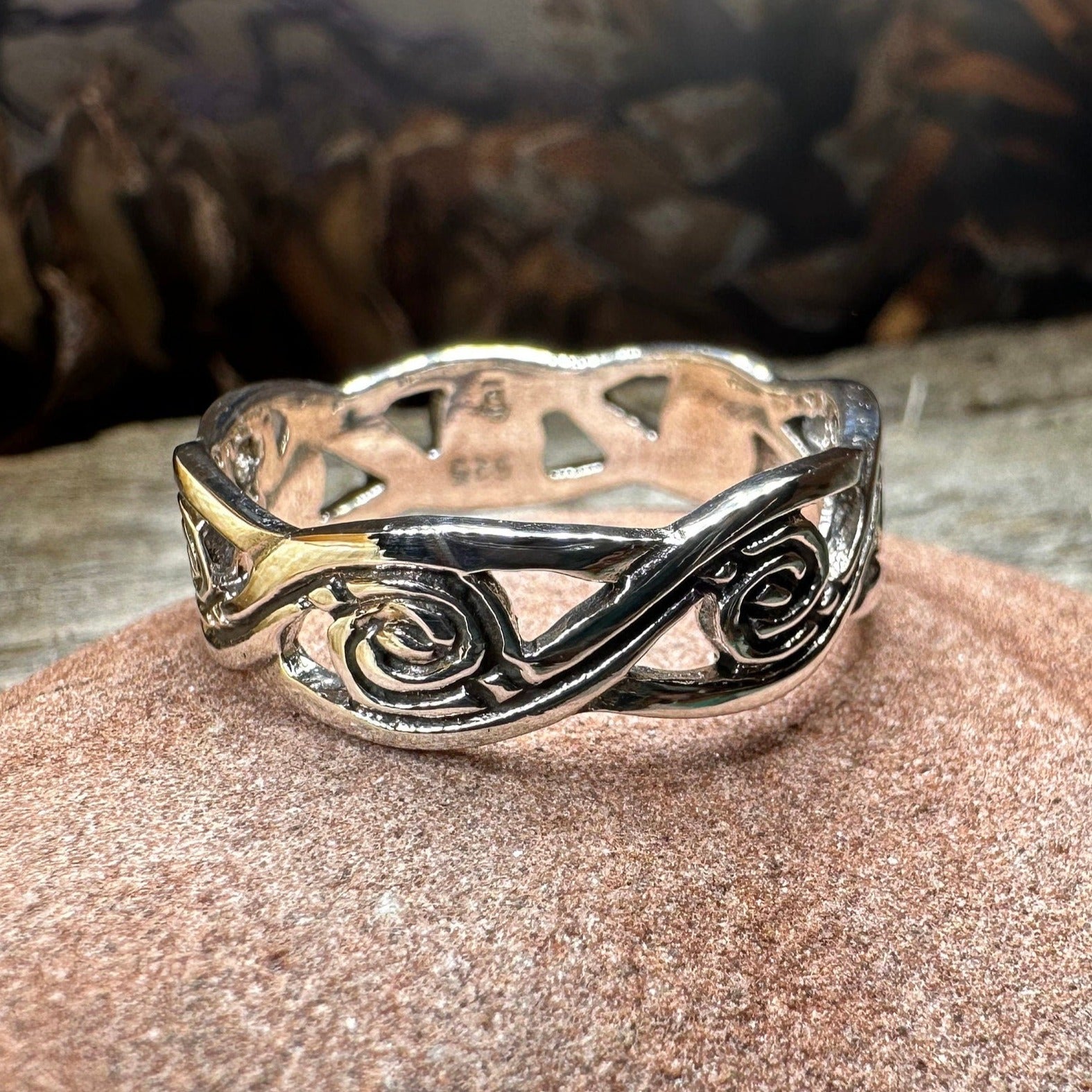 Wren Celtic Triple Spiral Ring in Sterling Silver – Celtic Crystal