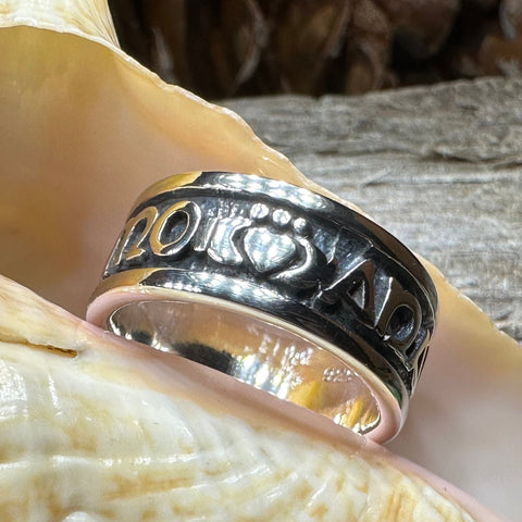 Load image into Gallery viewer, Celtic Ring, Irish Gaelic Ring, Ireland Ring, Claddagh Ring, Irish Ring, Promise Ring, Anniversary Gift, Silver Wedding Ring. Mo Anam Cara
