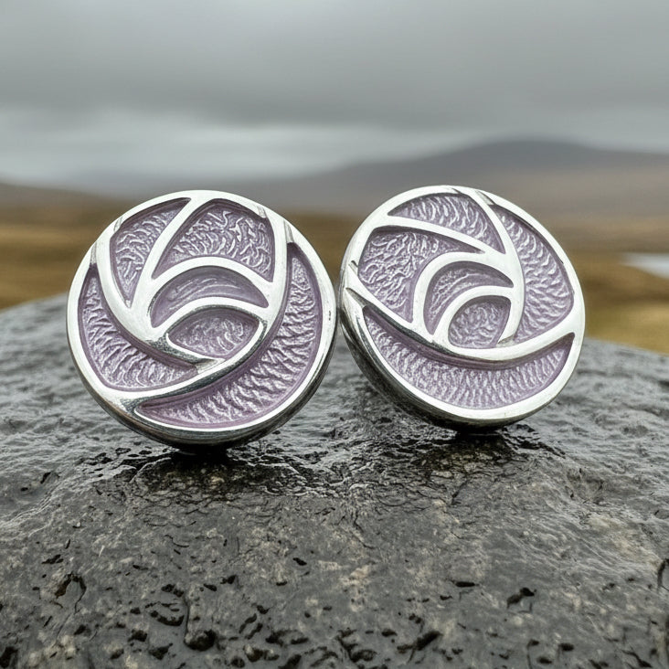 Rose Earrings, Scotland Jewelry, Mackintosh Post Earrings, Art Deco Jewelry, Anniversary Gift, Flower Earrings, Nature Jewelry, Pink Enamel
