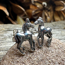 Load image into Gallery viewer, Horse Earrings, Silver Stud Earrings, Equestrian Jewelry, Horse Post Earrings, Horseback Rider Gift, Pony Jewelry, Cool Cowgift Gift
