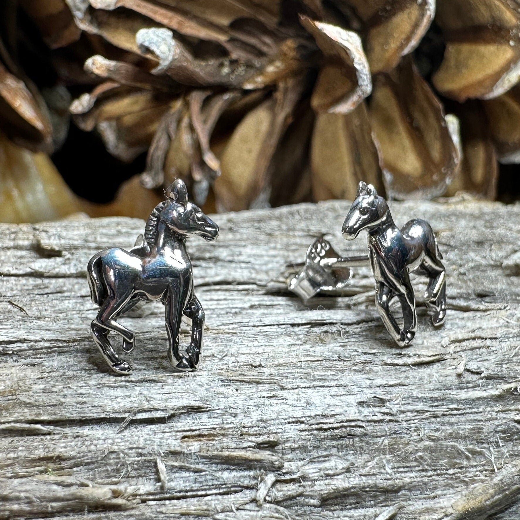 Sterling Hoofprints Post Earrings Horse