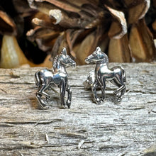 Load image into Gallery viewer, Horse Earrings, Silver Stud Earrings, Equestrian Jewelry, Horse Post Earrings, Horseback Rider Gift, Pony Jewelry, Cool Cowgift Gift
