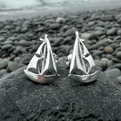 Sailboat Earrings, Nautical Jewelry, Ship Jewelry, Sailing Jewelry, Beach Jewelry, Ocean Jewelry, Anniversary Gift, Wife Gift, Stud Earrings
