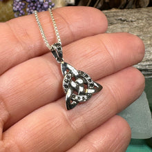 Load image into Gallery viewer, Trinity Knot Necklace, Celtic Pendant, Irish Jewelry, Scotland Jewelry, Triquetra Pendant, Norse Jewelry, Anniversary Gift, Marcasite Gift
