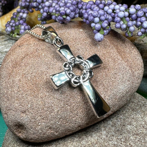 Celtic Cross Necklace, Scottish Pendant, Silver Irish Cross, Girl's Confirmation Gift, First Communion Gift, Religious Jewelry, Ireland Gift
