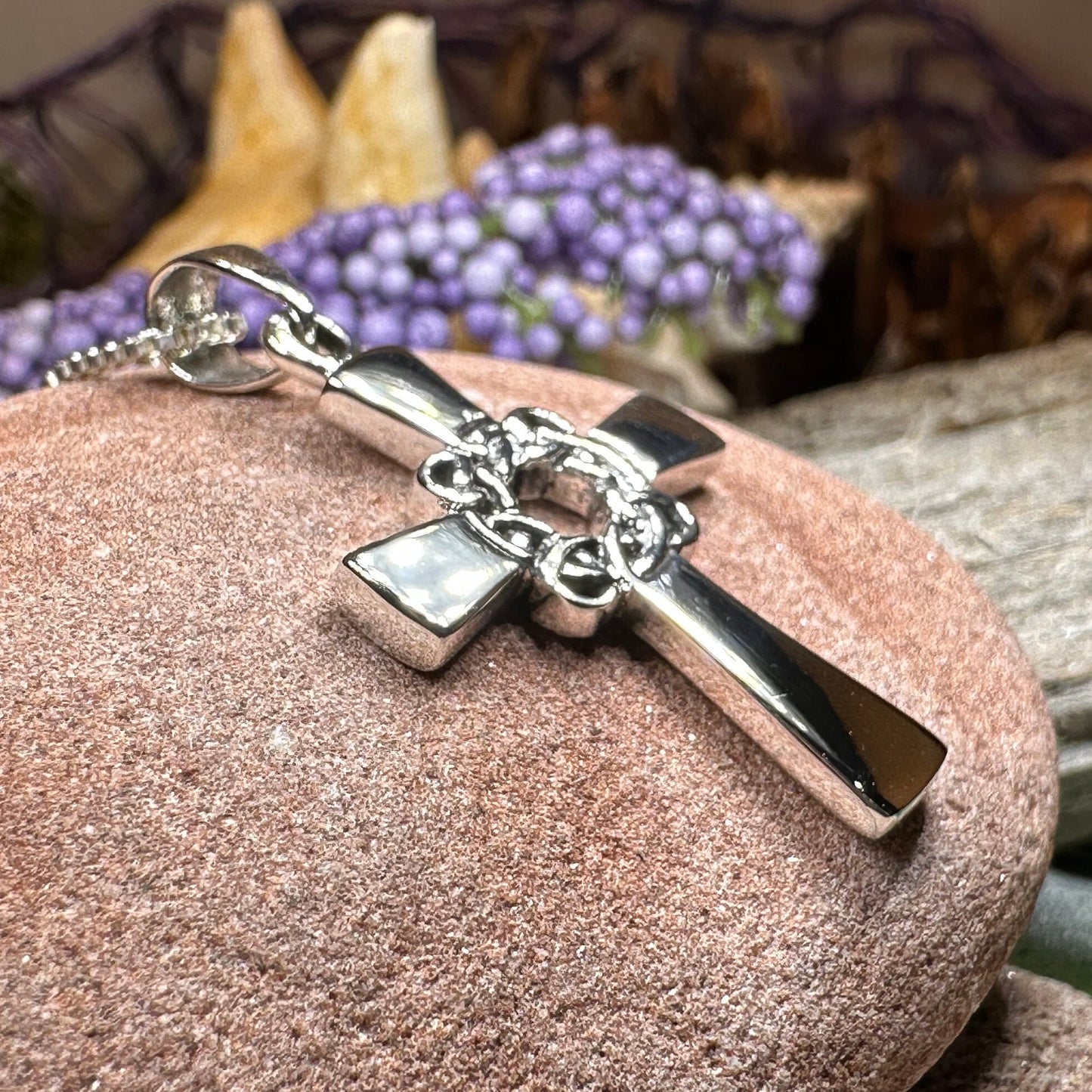 Celtic Cross Necklace, Scottish Pendant, Silver Irish Cross, Girl's Confirmation Gift, First Communion Gift, Religious Jewelry, Ireland Gift