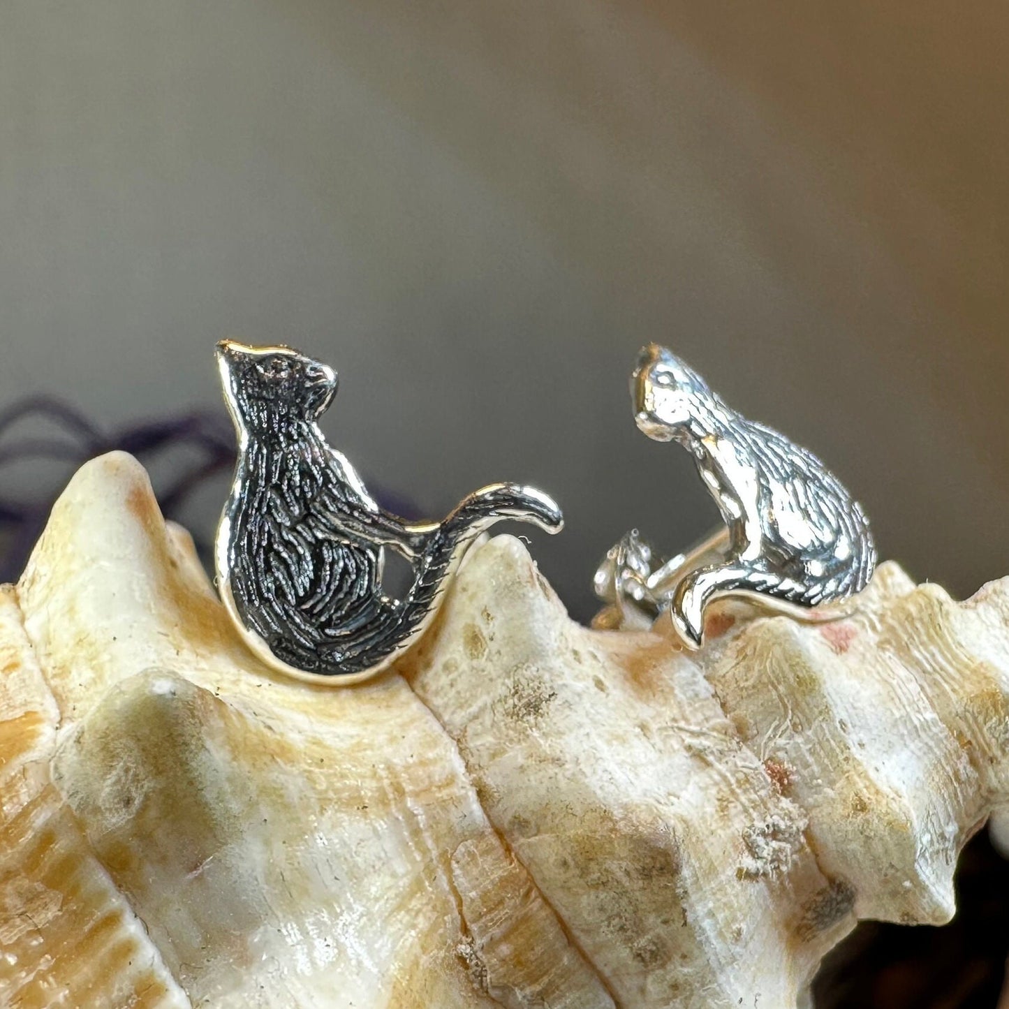 Cat Stud Earrings, Cat Lover Earrings, Animal Jewelry, Cat Mom Gift, Nature Jewelry, Cat Stud Earrings, Girl's Silver Post Earrings
