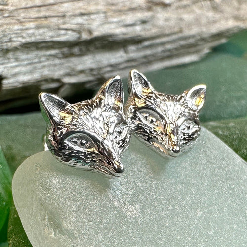 Fox Stud Earring, Vixen Earrings, Silver Post Earrings, Animal Jewelry, Fox Face, Wife Gift, Girlfriend Gift, Woodland Animal, Foxy Lady