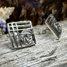 Load image into Gallery viewer, Rose Earrings, Scotland Jewelry, Mackintosh Jewelry, Celtic Jewelry, Anniversary Gift, Stud Earrings, Nature Jewelry, Art Deco Post Earrings
