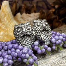 Load image into Gallery viewer, Owl Stud Earrings, Barn Owl Earrings, Silver Post Earrings, Norse Jewelry, Owl Gift, Nature Jewelry, Bird Lover Gift, Girl&#39;s Pagan Earrings
