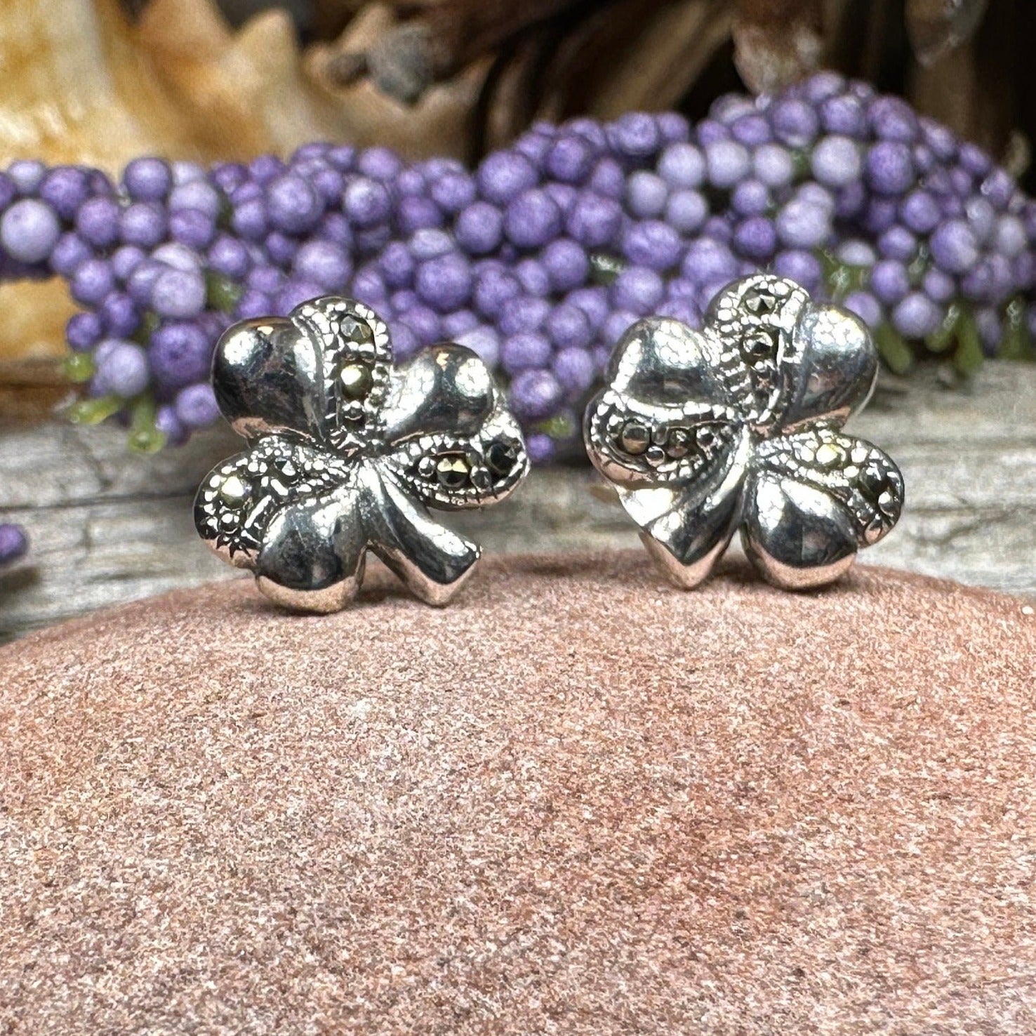 Shamrock Earrings, Celtic Jewelry, Irish Jewelry, Clover Jewelry, Anniversary Gift, Ireland Gift, Graduation Gift, Wife Gift, Marcasite