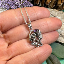 Load image into Gallery viewer, Thistle Necklace, Rose Pendant, Amethyst Scottish Jewelry, Celtic Necklace, Flower Necklace, Bridal Jewelry, Scotland Pendant, Outlander
