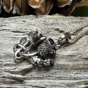 Thistle Necklace, Rose Pendant, Amethyst Scottish Jewelry, Celtic Necklace, Flower Necklace, Bridal Jewelry, Scotland Pendant, Outlander