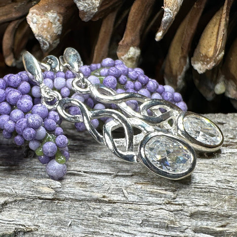 Load image into Gallery viewer, Celtic Knot Earrings, Silver Post Earrings, Irish Jewelry, Scottish Drop Earrings, Silver Ireland Gift, Scotland Gift, Diamond Earrings
