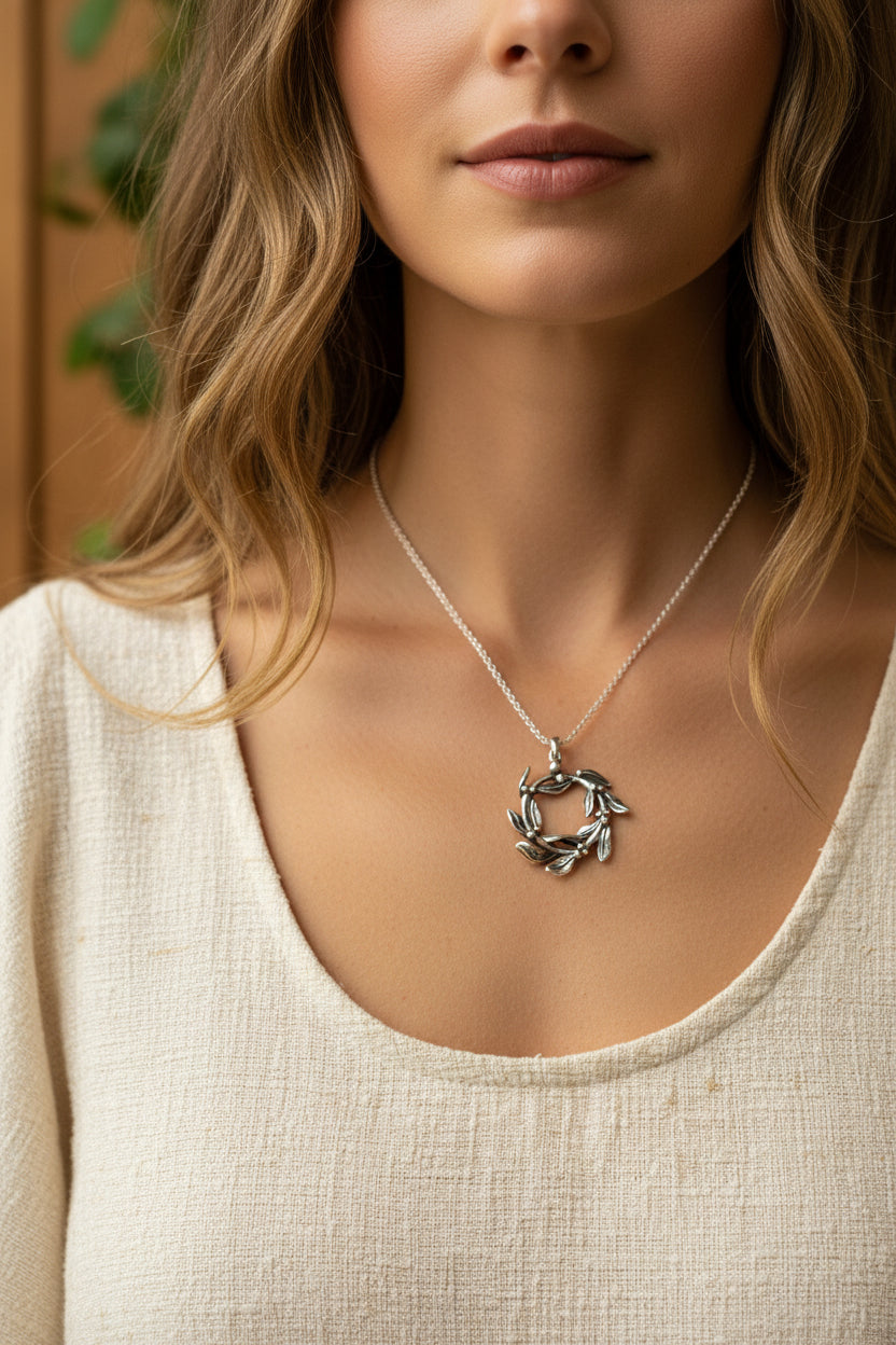 Mistletoe Wreath Necklace — view 3