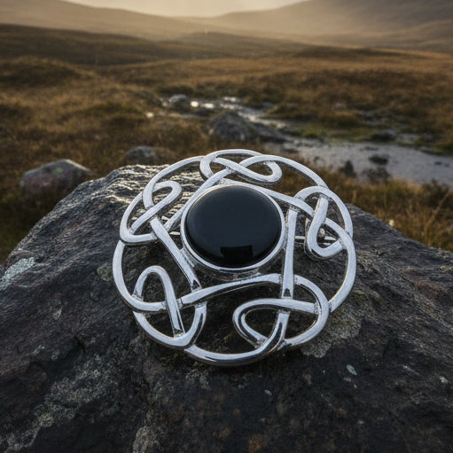 Celtic Knot Brooch, Celtic Jewelry, Irish Pin, Scotland Brooch, Celtic Onyx Brooch, Anniversary Gift, Celtic Knot Pin, Ireland Gift, Norse