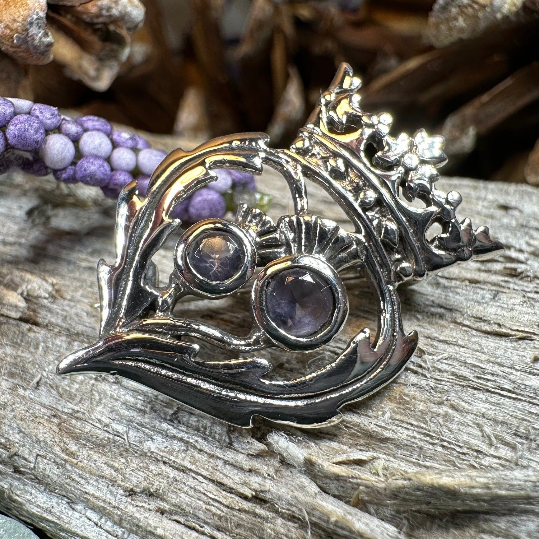 Luckenbooth Brooch, Scotland Jewelry, Celtic Brooch, Bridal Jewelry, Amethyst Pin, Anniversary Gift, Wife Gift, Luckenbooth Pin, Mom Gift
