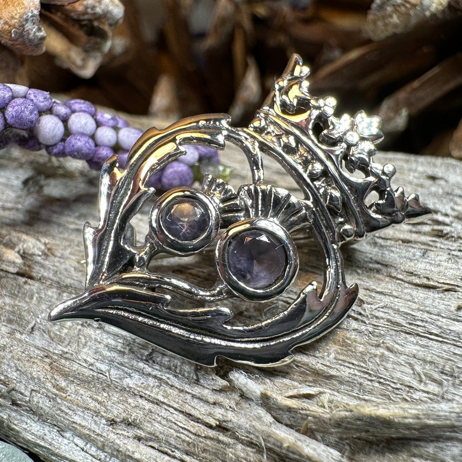 Luckenbooth Brooch, Scotland Jewelry, Celtic Brooch, Bridal Jewelry, Amethyst Pin, Anniversary Gift, Wife Gift, Luckenbooth Pin, Mom Gift