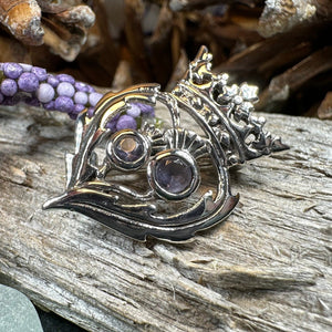 Luckenbooth Brooch, Scotland Jewelry, Celtic Brooch, Bridal Jewelry, Amethyst Pin, Anniversary Gift, Wife Gift, Luckenbooth Pin, Mom Gift