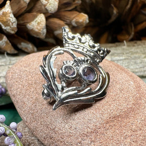 Luckenbooth Brooch, Scotland Jewelry, Celtic Brooch, Bridal Jewelry, Amethyst Pin, Anniversary Gift, Wife Gift, Luckenbooth Pin, Mom Gift