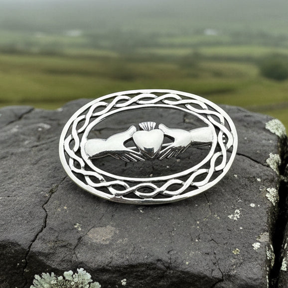 Claddagh Brooch, Irish Jewelry, Sterling Silver Ireland Brooch, Silver Bride Pin, Claddagh Pin, Celtic Brooch, Celtic Pin, Wife Gift
