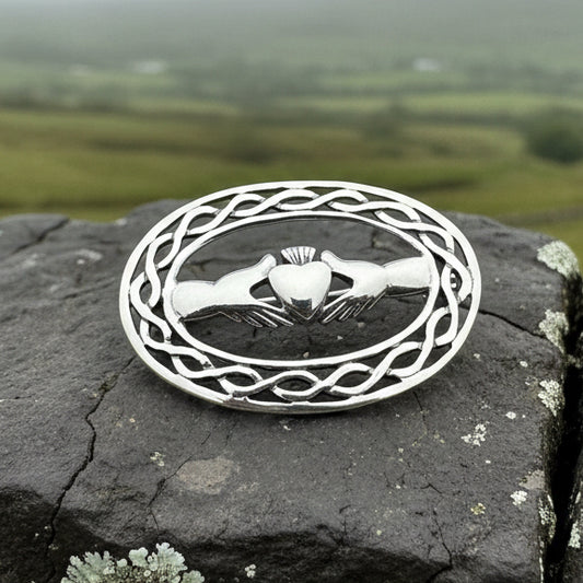 Claddagh Brooch, Irish Jewelry, Sterling Silver Ireland Brooch, Silver Bride Pin, Claddagh Pin, Celtic Brooch, Celtic Pin, Wife Gift