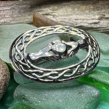 Load image into Gallery viewer, Claddagh Brooch, Irish Jewelry, Sterling Silver Ireland Brooch, Silver Bride Pin, Claddagh Pin, Celtic Brooch, Celtic Pin, Wife Gift
