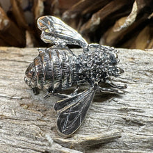 Load image into Gallery viewer, Bee Booch, Nature Jewelry, Silver Insect Pin, Anniversary Gift, Outlander Jewelry, Insect Jewelry, Honey Bee Jewelry, Realistic Bee Pin
