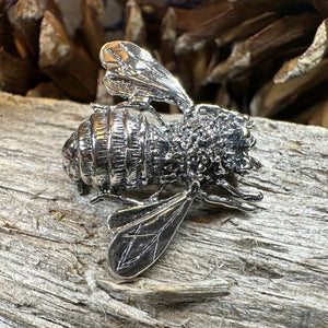 Bee Booch, Nature Jewelry, Silver Insect Pin, Anniversary Gift, Outlander Jewelry, Insect Jewelry, Honey Bee Jewelry, Realistic Bee Pin