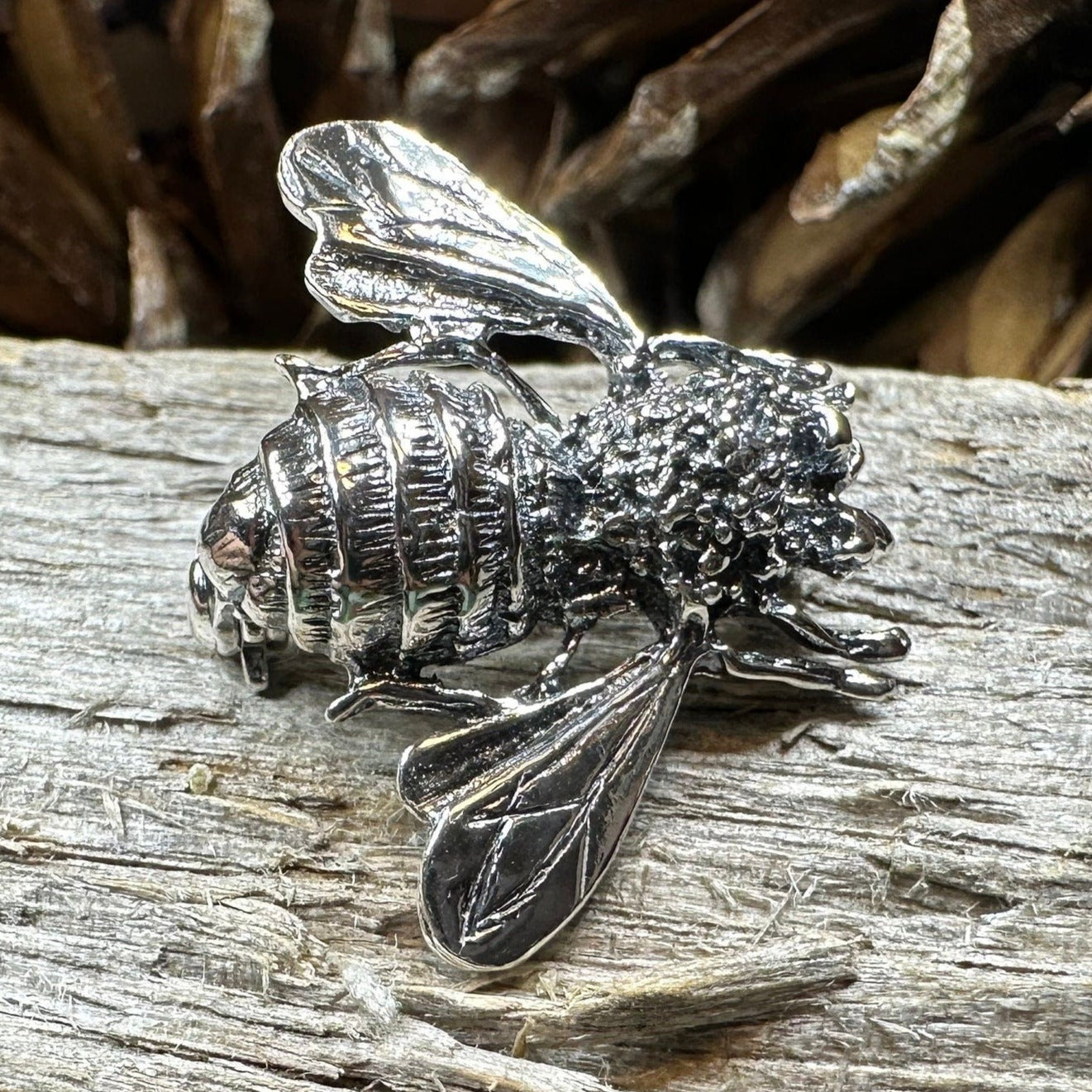 Bee Booch, Nature Jewelry, Silver Insect Pin, Anniversary Gift, Outlander Jewelry, Insect Jewelry, Honey Bee Jewelry, Realistic Bee Pin