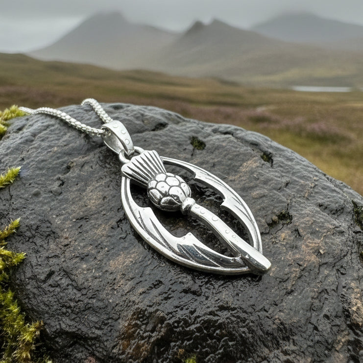 Thistle Necklace, Scottish Pendant, Silver Scotland Jewelry, Outlander Jewelry, Wife Gift, Friendship Gift, Nature Jewelry, Anniversary Gift
