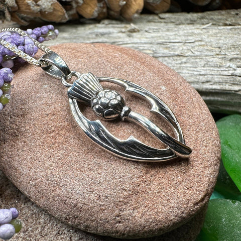 Load image into Gallery viewer, Thistle Necklace, Scottish Pendant, Silver Scotland Jewelry, Outlander Jewelry, Wife Gift, Friendship Gift, Nature Jewelry, Anniversary Gift
