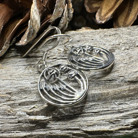 Load image into Gallery viewer, Rose Earrings, Scotland Jewelry, Mackintosh Drop Earrings, Silver Anniversary Gift, Flower Earrings, Nature Jewelry, Art Deco Jewelry
