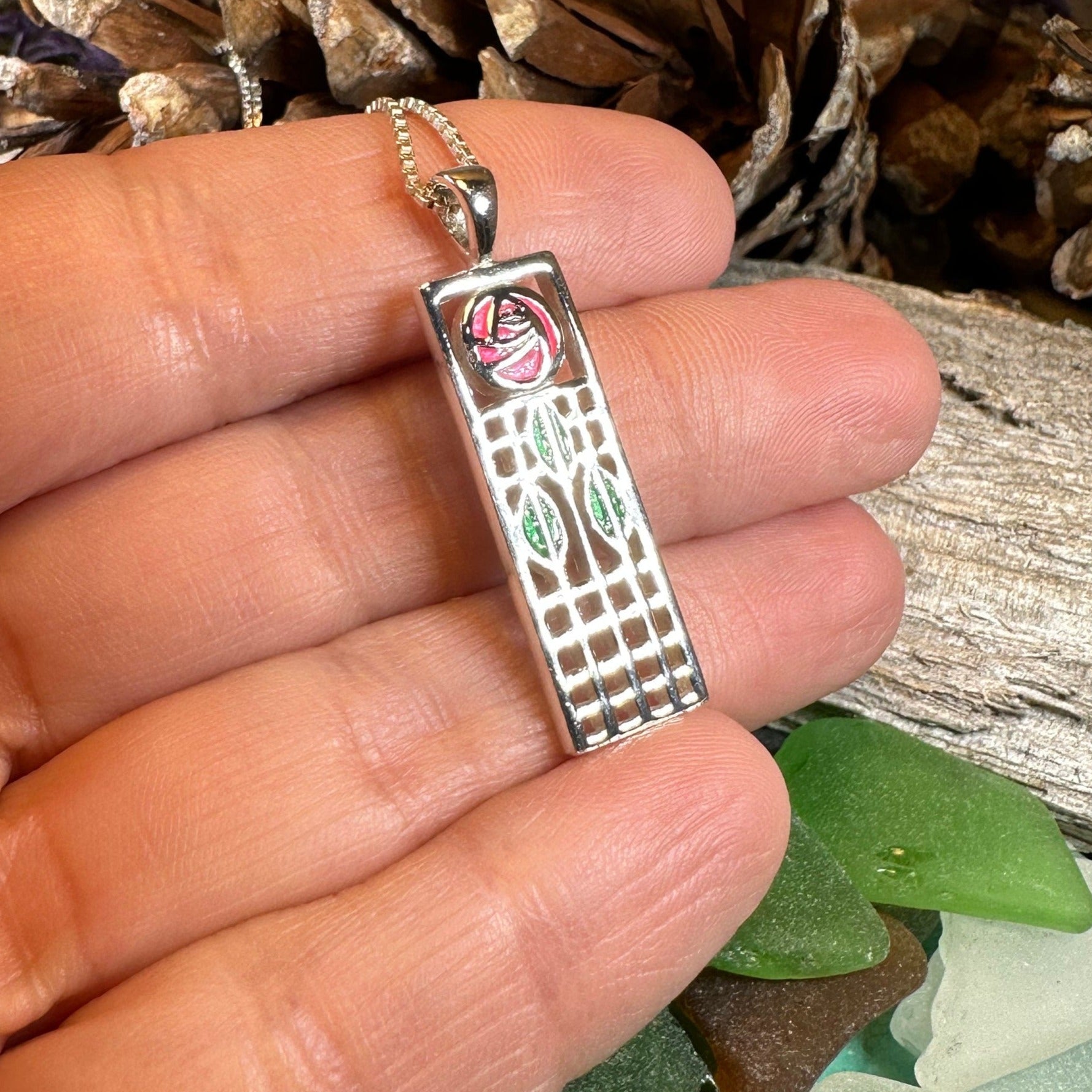 Mackintosh Rose Necklace, Scotland Jewelry, Celtic Jewelry, Rose Jewelry, Art Deco Pendant, Anniversary Gift, Scottish Necklace, Wife Gift