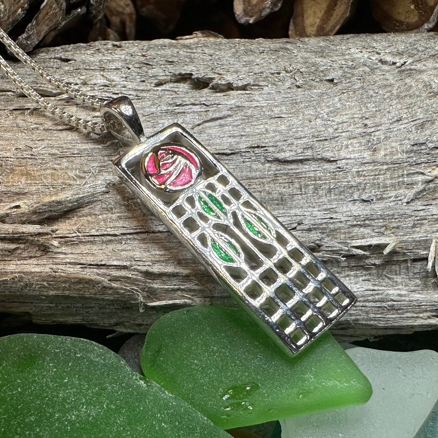 Mackintosh Rose Necklace, Scotland Jewelry, Celtic Jewelry, Rose Jewelry, Art Deco Pendant, Anniversary Gift, Scottish Necklace, Wife Gift