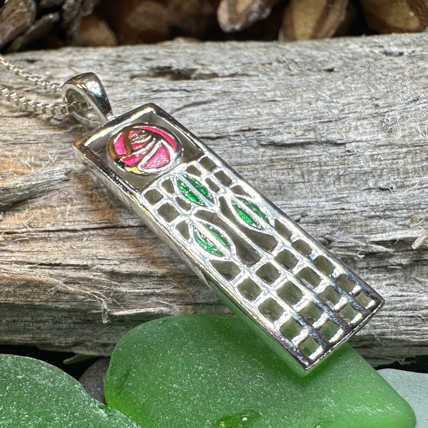 Mackintosh Rose Necklace, Scotland Jewelry, Celtic Jewelry, Rose Jewelry, Art Deco Pendant, Anniversary Gift, Scottish Necklace, Wife Gift